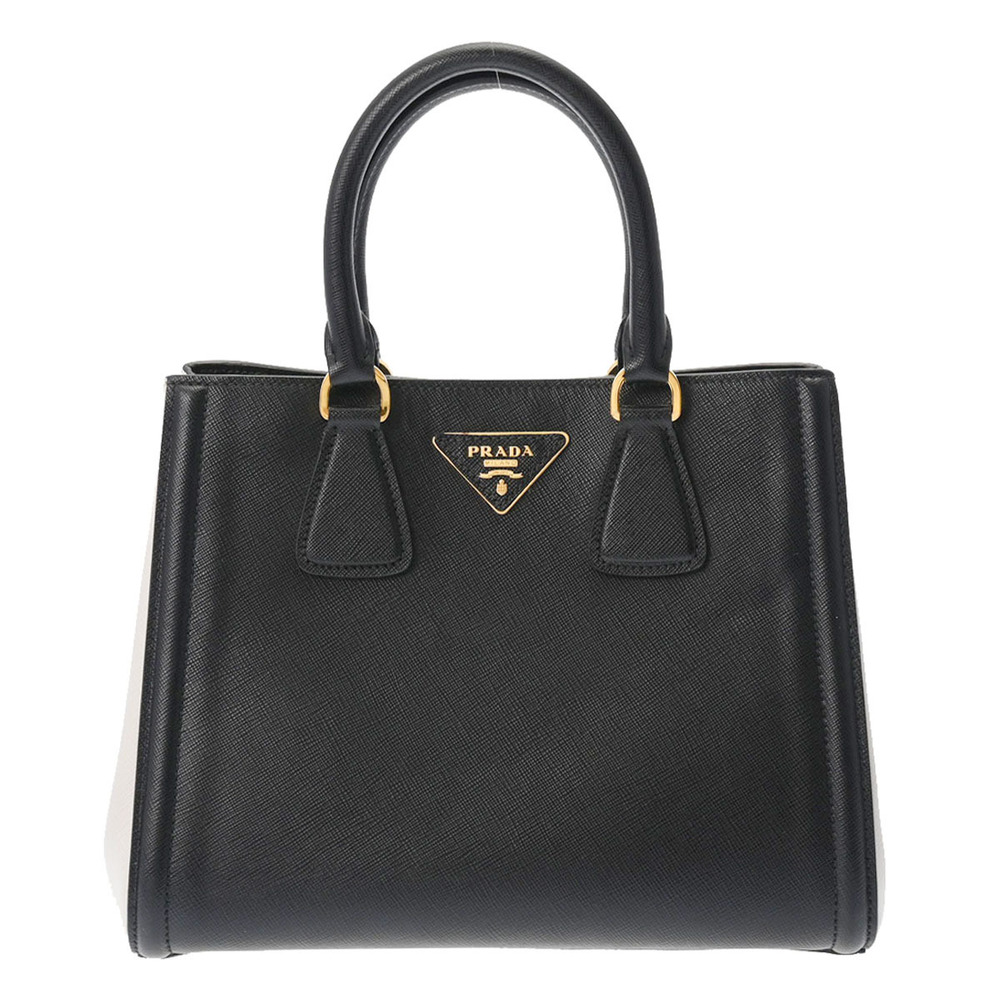 Prada Bag Tote Saffiano Black Bicolor White - Picture 2 of 11
